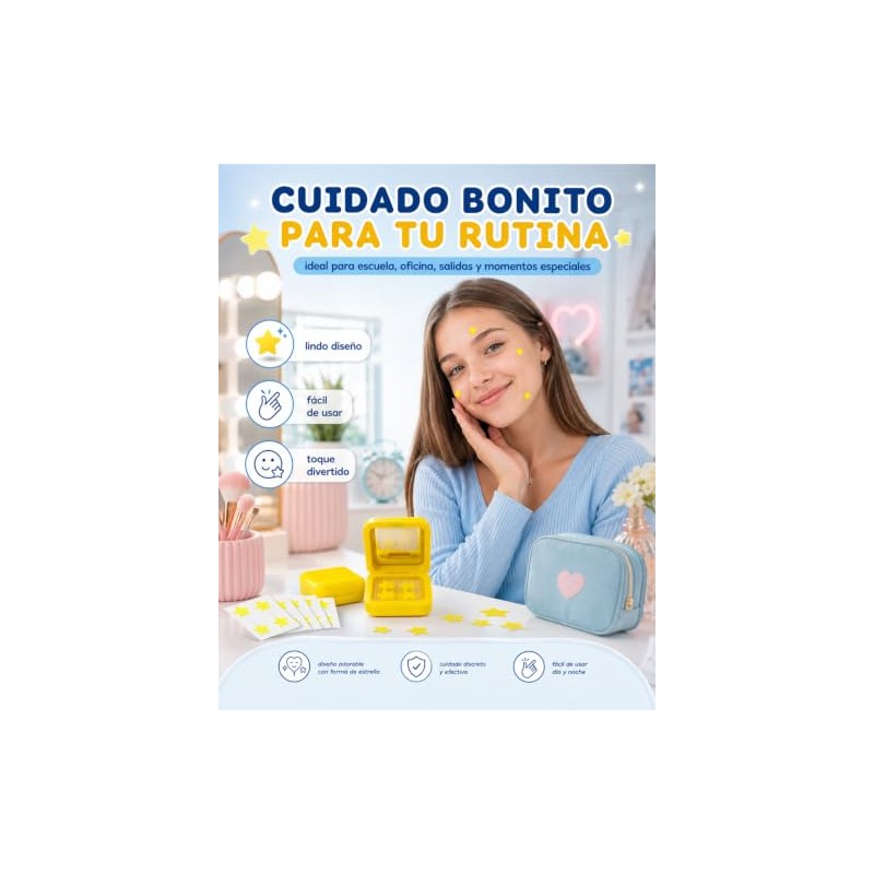 128 Estrellas para Granos, 4 Cajas de Parches para Acne