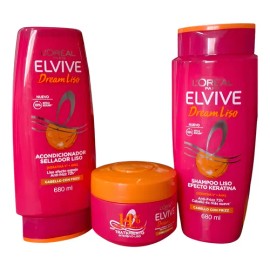 Kit Elvive Dream Liso Shampo Acondicionador Mascarilla
