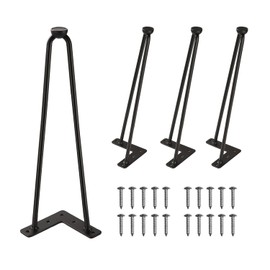 Ironalita 12 Inch Hairpin Legs for Furniture Set of 4, Heavy Duty Industrial Metal Table Legs with 3/8" Black Solid Iron, DIY Hair Pin Legs for Coffee Table, Bench, End Table, with 4 Floor Protectors