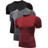 NELEUS Men's 3 Pack Workout Athletic Compression T Shirts,5011,Black,Grey,Red,Black,L,EUR XL