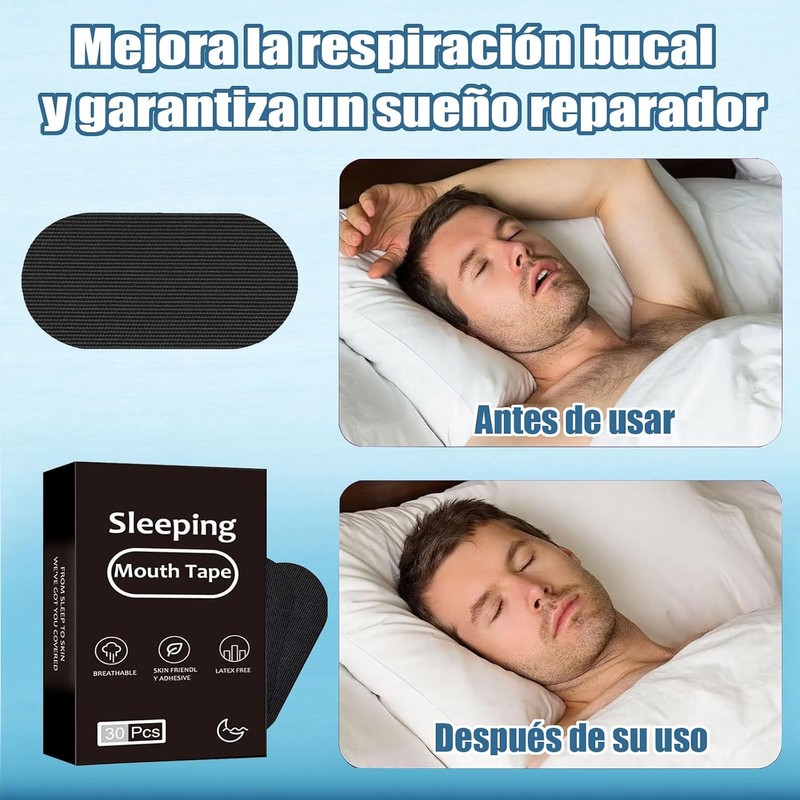 Cinta Antirronquidos Bucal para Dormir – Pack 30 Tiras Suaves