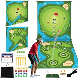 TOY Life Golf Chipping Game, Double-Sided Sticky Golf Pro Battle Mat with 20 Sticky Balls & 4 Darts, Backyard Chipping Games for Adult Kids Outdoor & Indoor