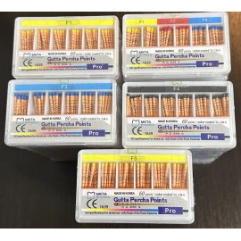 Meta Biomed Dental Gutta Percha F1, F2, F3, F4, F5 Length Marked Box 60/Pk - Paper Points F1