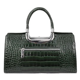 Croc-Print Leather Tote Handbag for Women, Top Handle, Casual Outgoing Fashion Bag (Green)