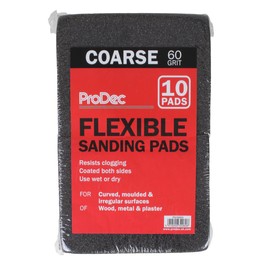 ProDec 10 pk Coarse Grit Flexible Foam Filled Sanding Pad for Flat & Curved Wood & Metal Surfaces Including Window Sills, Architraves, Skirting Board, Pipes, Railings, Furniture, Balustrades, Spindles