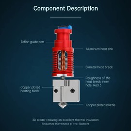 Upgrade Up to 500℃ Red Lizard K1 Volcano All Metal Hotend High Flow Plated Copper Bimetal Heatbreak Compatible with Voron 2.4 Prusa I3 MK3 MK3S DDB Titan Extruder V6 Hot End 3D Printer