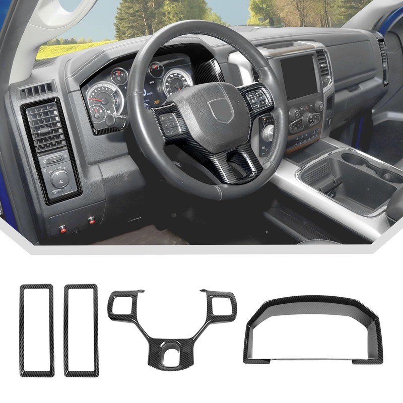 JeCar 4pcs Carbon Fiber Interior Trim Kit for 2010-2017 Dodge