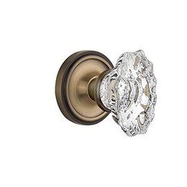Nostalgic Warehouse Classic Rosette with Chateau Door Knob, Passage - 2.375", Antique Brass