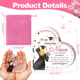 DPKOW Congratulations Graduation Gifts for Her 2025, Leaving School Gifts for Niece, Heart Shaped Acrylic Plaque Class of 2025 Gift Exam Prom Gift Well Done, Graduation Presents for Niece