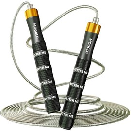 Pro Adjustable Speed Jump Rope - 10ft 4mm PVC Steel Wire with Dual Ball Bearings & 360° Spin - Metal/Rubber Ergonomic Grips for CrossFit, HIIT, Weight