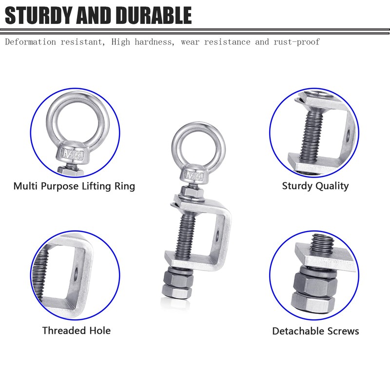 6-Pack Small C Clamps – 304 Stainless Steel Beam Clamps