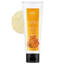 Plu Soft Facial Scrub Honey & Sugar – Gentle Exfoliation and Deep Moisture for Glowing Skin - Grapefruit, Honey & Citrus Scent, Hypoallergenic, 3.38 fl.oz.