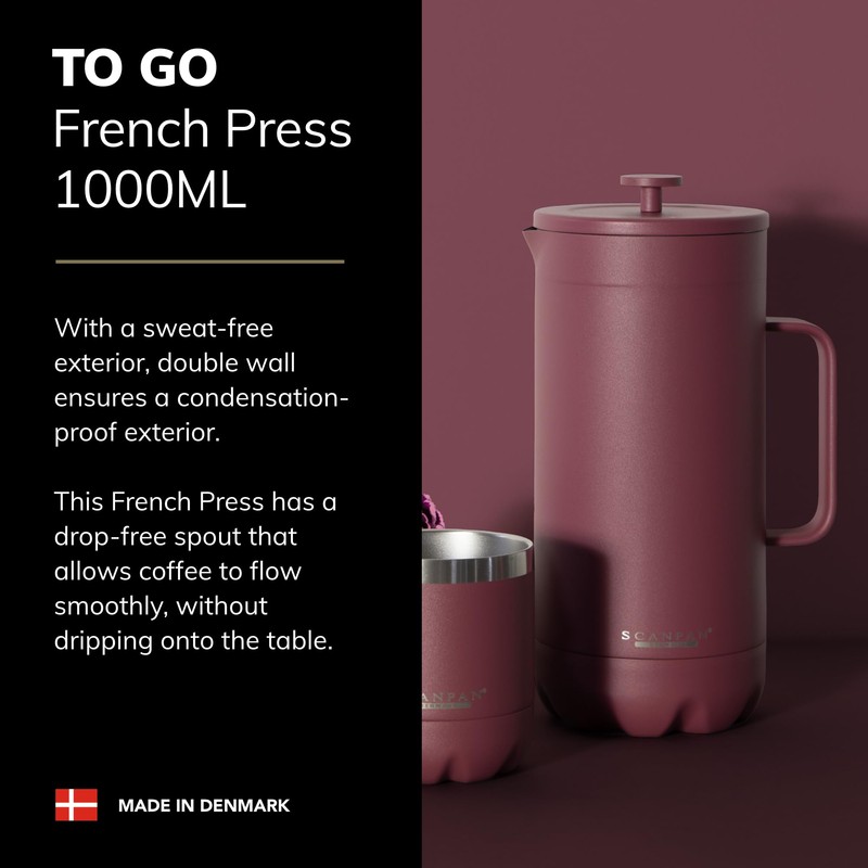 Scanpan TO GO French Press Coffee Maker 1.0L, Black -