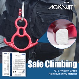 50KN Rescue Figure, 8 Descender Large Bent-Ear Belaying and Rappelling Gear Belay Device Climbing for Rock Climbing Peak Rescue 7075 Aluminum Alloy