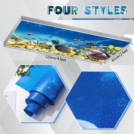 Amylove 4 Pcs Fluorescent Light Covers Classroom Ceiling Panels Light Filters with Backlit Film Material for Office School, 4 x 2 Feet(Novel Color,Ocean)