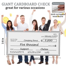 lausomile 40" x 16" Giant Big Blank Check - Folded Oversized Reusable Dry Erase Fake Check for Presentations, Awards, Raffles & Events | Perfect for Endowments, Rewards, Winners & Celebrations