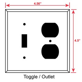 Art Plates - 2 Gang Combination Switch Plate with 1 Toggle and 1 Outlet - White and Grey Marble - Granite Print - (Made in USA)