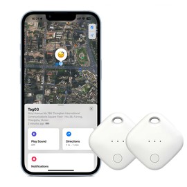 Buscador de llaves,Locator Tag Compatible con Apple Find My (Sólo IOS), Rastreador GPS Bluetooth y Localizador de Artículos para Llaves, Carteras, Equipaje y más,Batería Reemplazable,2 Paquetes