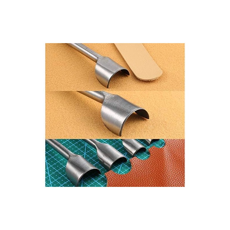 Caydo 8 Pieces Leather Tools Craft Half-Round Cutter Punch for