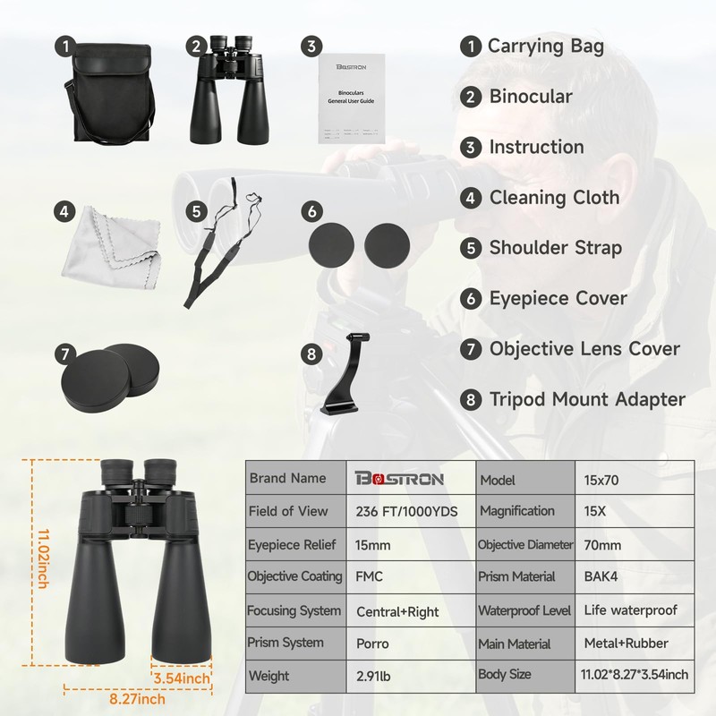 15x70 Astronomy Binoculars for Adults, High Powered Stargazing Binoculars