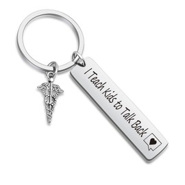 DZOSW Speech Therapist Jewelry ST Gift SLP Gift Speech Gift Language Teacher Gift Speech Therapy Gift SLP Christmas Keychain For Speech Language Pathologist Gift Speech Therapist Keychain