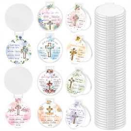 HSDSH 100 Pcs Christian Gifts Compact Mirror Bulk Bible Verse Folding Compact Mirrors Inspirational Small Pocket Purse Makeup Mirror God Says You are Gifts for Women Church Party Favors