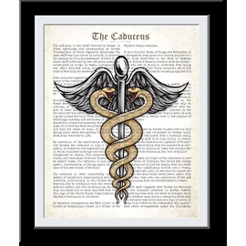 Caduceus Watercolor Art Hospital Decor Medical Office Waiting Room Poster Neurologist Gift Brain Surgeon Print Rod Of Asclepius Student