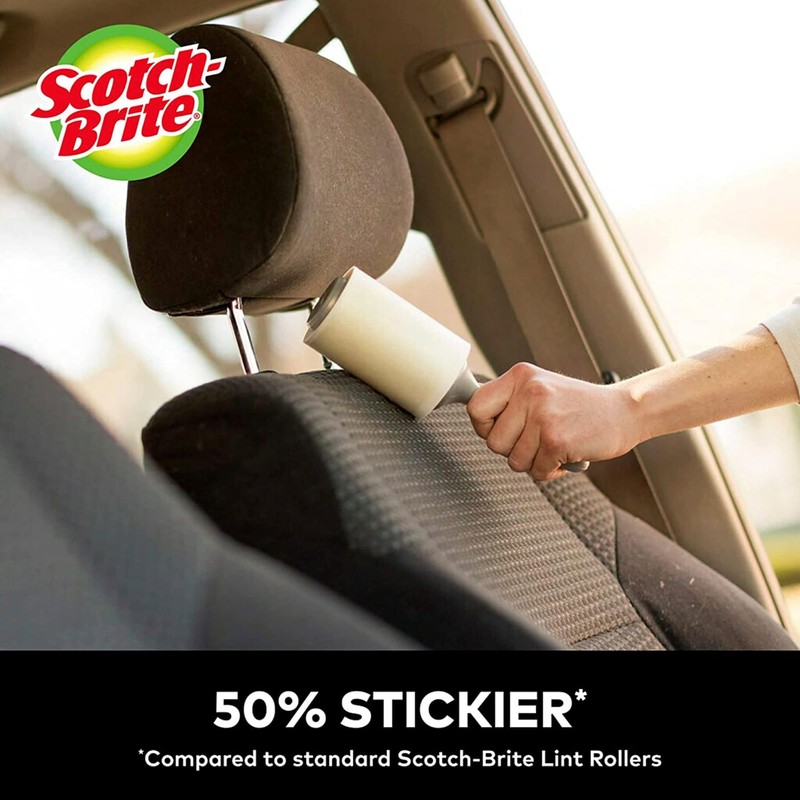 Scotch-Brite 50% Stickier Auto Lint Roller 4 Rollers 48 Sheets