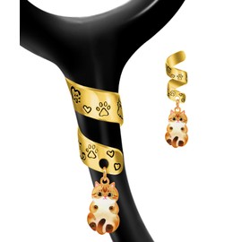 Plifal Gold Stethoscope Charms Tag for Nurse - Brown Cat Stethoscope Charms with Label Accessories Fit for Littmann, Presents for Doctor, Pediatric Nurse, Nursing Medical Assistant