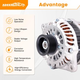 ADEERLUO Alternator For/Nissan Altima 2007-2010 Maxima 2009-2010 Murano 2009-2014 Quest 2011-2017 V6 3.5L 12V 130Amp CW 7-Groove Pulley Upgraded High Output 23100-1AA1A A003TJ1791