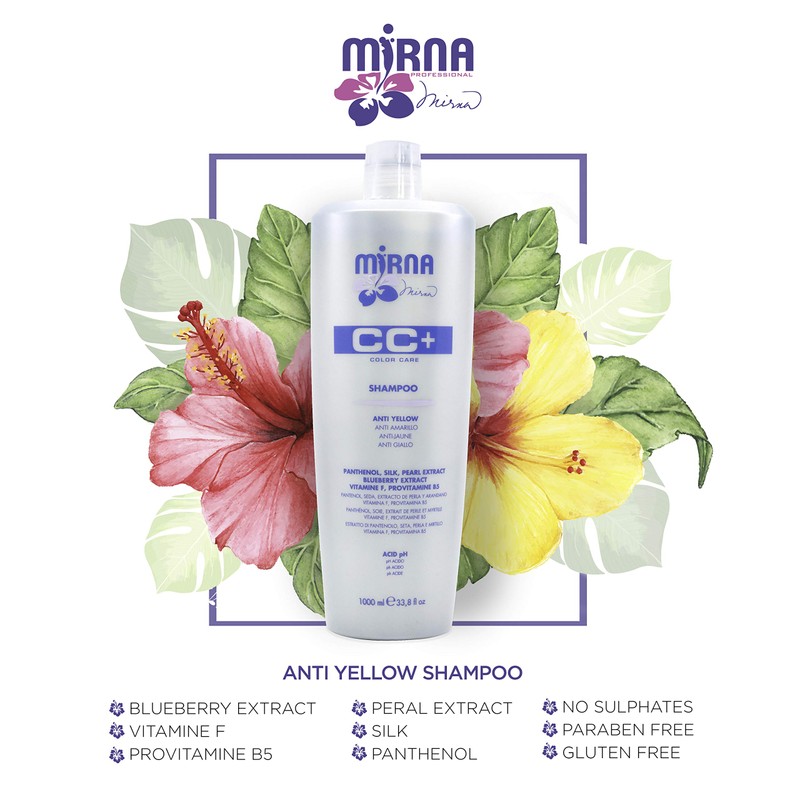 Mirna Professional Anti Yellow Color Care Shampoo. Delicate pH acid