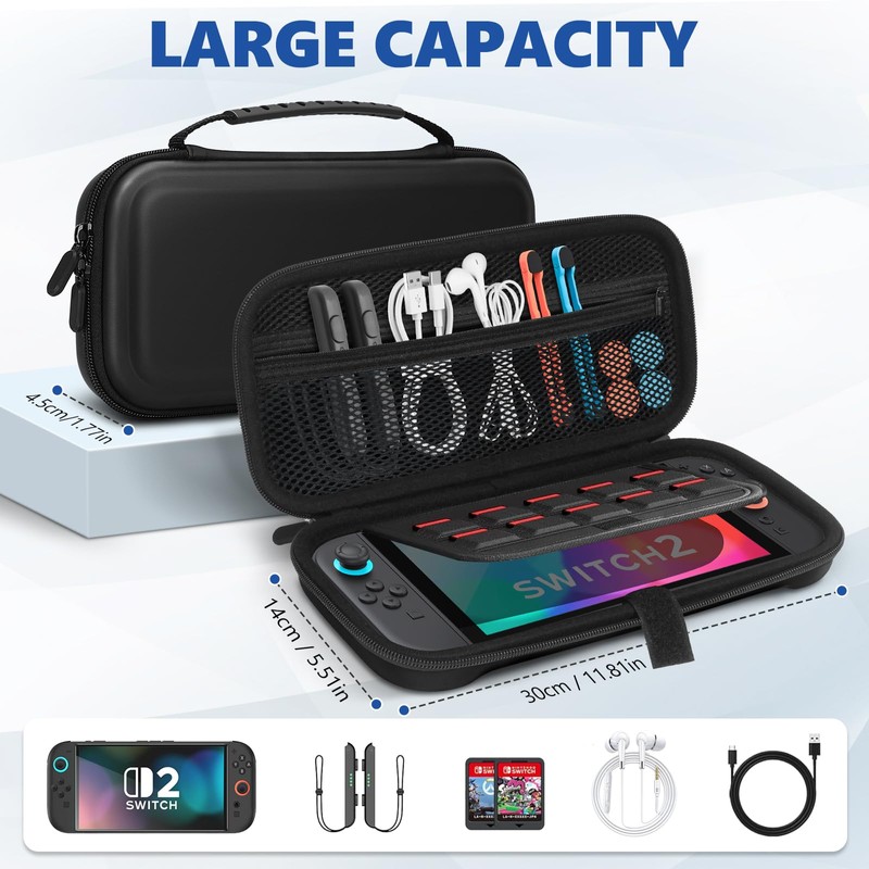 Pulchra Carrying Case for Switch 2, Protective Hard Shell Travel