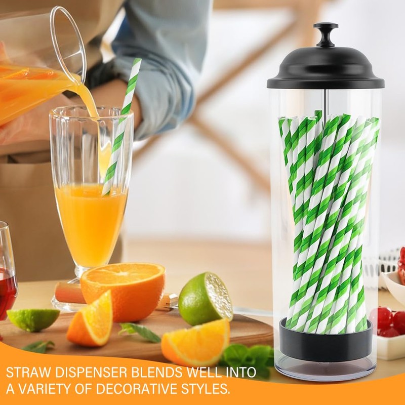 Straw Holder,Plastic Drinking Straws Container with Lid,Clear Drink Tubes Dispenser,for