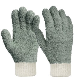MIG4U Microfiber Dusting Gloves House Cleaning Glove for Blinds, Houseplant Leaves, Shutters, Furniture, Reusable Lint-Free Gray 1 Pair S/M