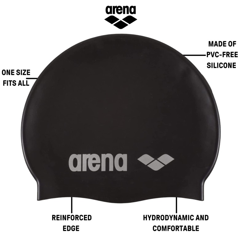 Arena Classic Unisex Soft Silicone Swim Cap for Women and