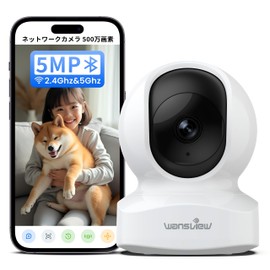 Wansview (5 Megapixels, 5 G Wi-Fi Compatible), New Q5 Model Network Camera, Indoor Security, Automatic Tracking, Wireless Monitoring, AI Detection, Baby Monitor, 360° Watching Elderly Pets, Continuous Recording, Motion Detection, Two-Way Audio, Night Vision Photography, Alexa Compatible, App, White