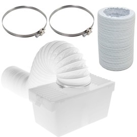 SPARES2GO Condenser Vent Box & Extra Long Hose Kit Compatible with Logik Tumble Dryers (with Screw Clips)
