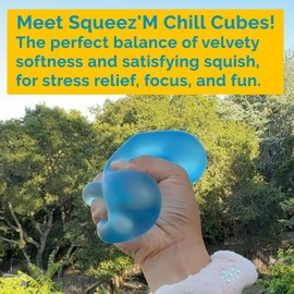 Premium Squeez'M Sensory Stress Relief Toy for Kids and Adults – Safe Fidget Toy for Autism, ADHD, Anxiety – Squishy, Durable, ASTM Certified, Ages 3+ (one Blue Cube)