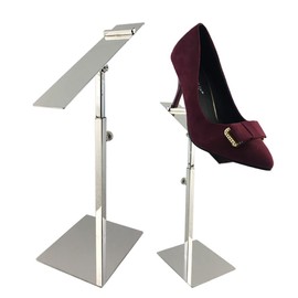 VIDAYA Silver Display Stand, Stainless Steel Shoe Risers Countertop Adjustable Retail Supplies, Rack Set of 2