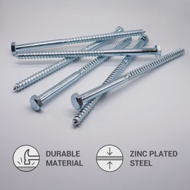 (Pack of 2) DIN 571 Zinc Plated Steel Hexagon Wood Screws M12 x 240mm, Hex Bolt Impact Bolts, Hex Head, Carriage Bolts (2, M12 x 240mm)