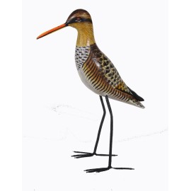 CARVED SANDPIPER OCEAN BIRD WOOD SCULPTURE COTTAGE TROPICAL ISLAND SHOREBIRD ART