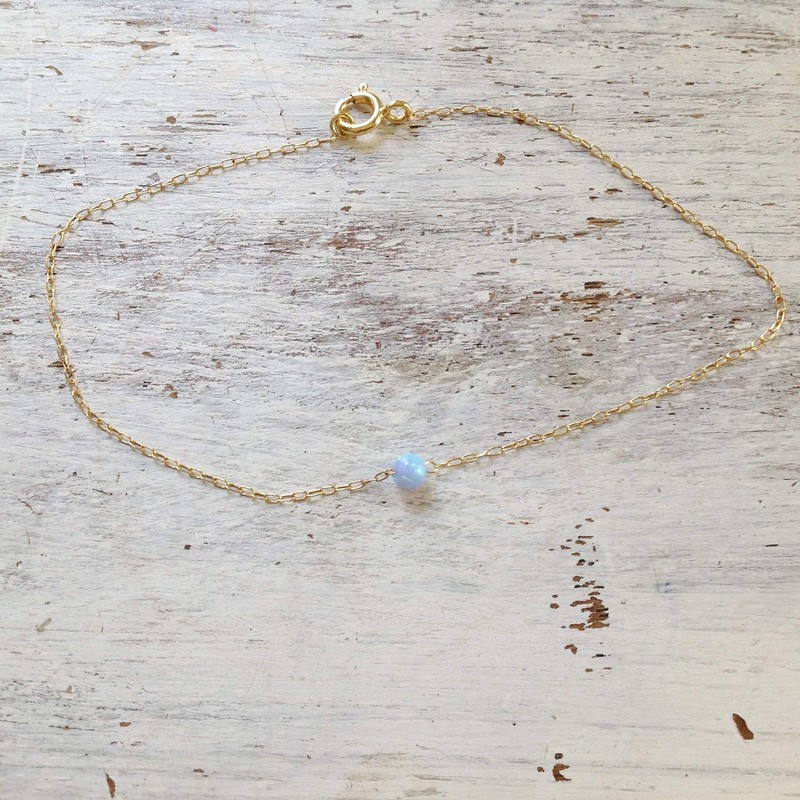 Gold anklet Opal Anklet Blue Opal Ankle Bracelet