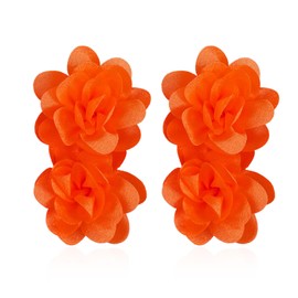 Just Follow Big Flower Drop Earrings for Women Long Fabric Floral Dangle Earrings Bohemian Exaggerated Statement, Acrylic, No Gemstone