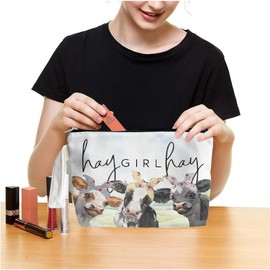 ARPTCN Cow Makeup Bag, Cow Print Western Makeup Bag, Cow Western Themed Gifts for Girls Mom Women, Cosmetic Travel Bags for Women