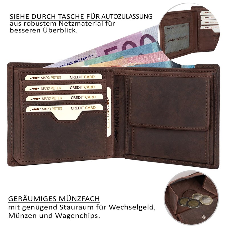Marc Peter Oslo Men's Brown Leather Wallet with RFID Protection,