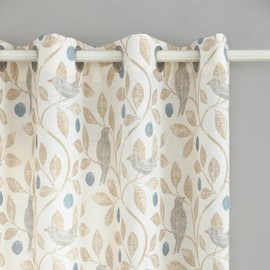 VOGOL Country Style Window Curtain, Birds Leaves Pattern Printed Curtains & Drapes for Bedroom, Decorative Panels with Grommet for Kitchen Living Room, 52 x 63 Inches, 1 Piece