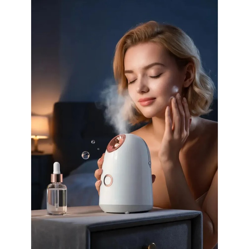 Jarphy Vaporizador Facial Portátil Rosa Blanco Con Ozono