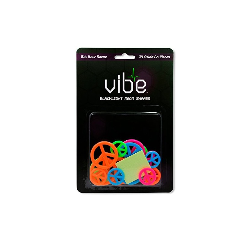 Blacklight Reactive Neon Peace Signs - 24 Piece Set