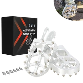 JFG RACING Dirt Bike Foot Pegs 7075 CNC Pedals Rests for Surron Light Bee X and S/E Ride Pro SS/CRF150F CRF230F 03-19/CRF250F 19-24/XR150L 15-24/KDX200 83-94-Silver