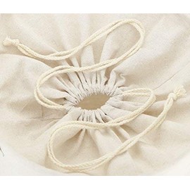 FiveSeasonStuff Pack of 2 Foldable Light Beige Cotton Linen Storage Baskets Laundry Hampers with Drawstrings & Handles & Waterproof PE Coating (Extra Large - 33 x 33 x 41cm)